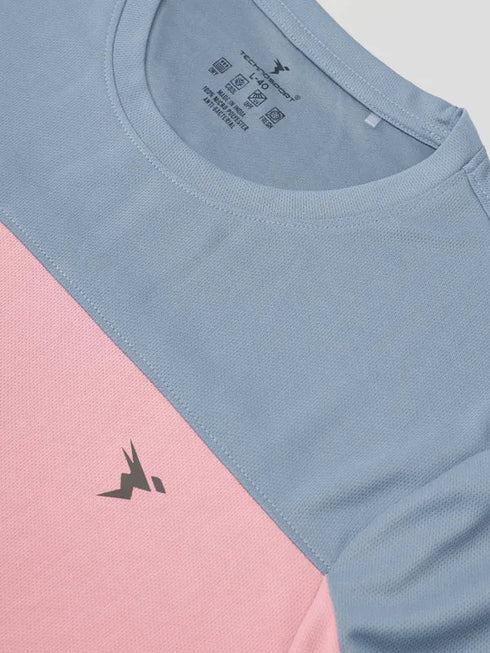 Men Colorblock Slim Fit Crew Neck T-shirt with TECHNO COOL+