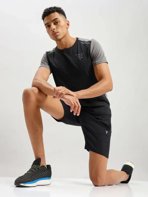 Men Solid Slim Fit Crew Neck T-shirt with ELASTO PLUS