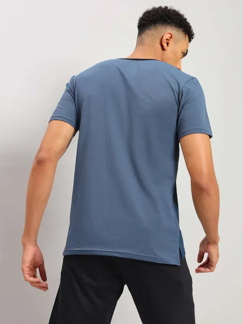 Men Solid Slim Fit Crew Neck T-shirt with ELASTO PLUS