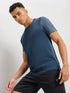 Men Solid Slim Fit Crew Neck T-shirt with ELASTO PLUS