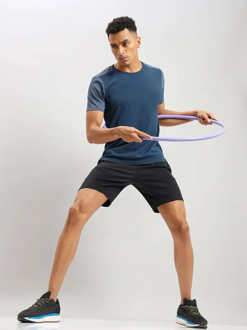 Men Solid Slim Fit Crew Neck T-shirt with ELASTO PLUS
