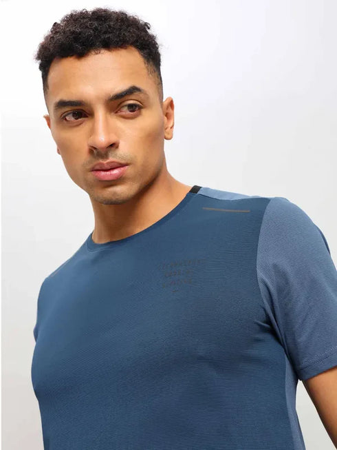 Men Solid Slim Fit Crew Neck T-shirt with ELASTO PLUS