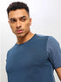 Men Solid Slim Fit Crew Neck T-shirt with ELASTO PLUS