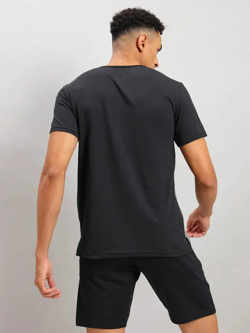 Men Solid Slim Fit Crew Neck T-shirt with ELASTO PLUS