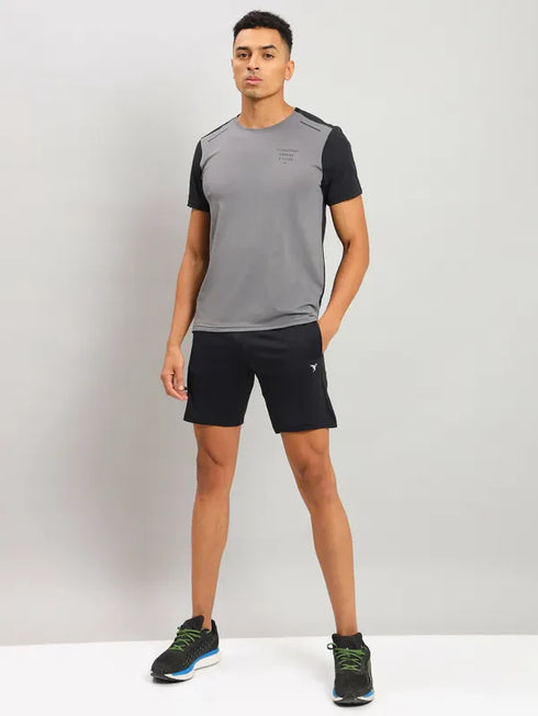 Men Solid Slim Fit Crew Neck T-shirt with ELASTO PLUS