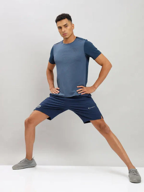 Men Solid Slim Fit Crew Neck T-shirt with ELASTO PLUS