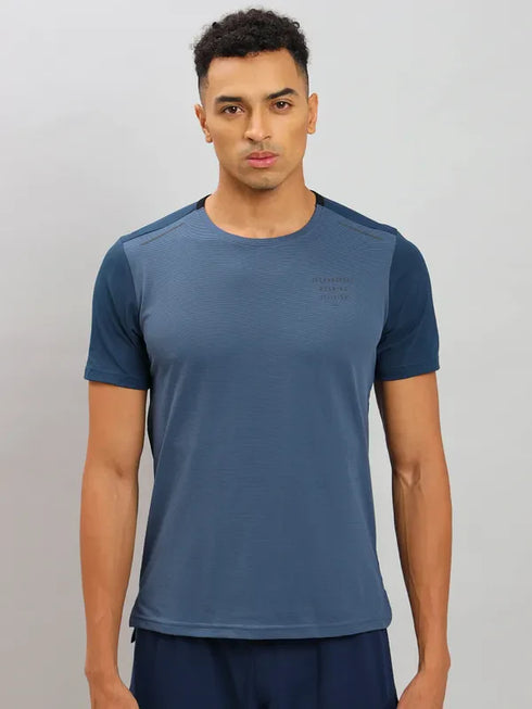 Men Solid Slim Fit Crew Neck T-shirt with ELASTO PLUS