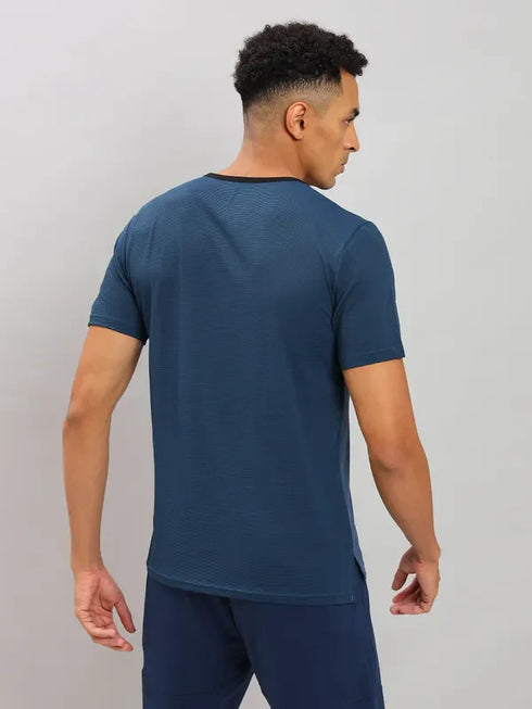 Men Solid Slim Fit Crew Neck T-shirt with ELASTO PLUS