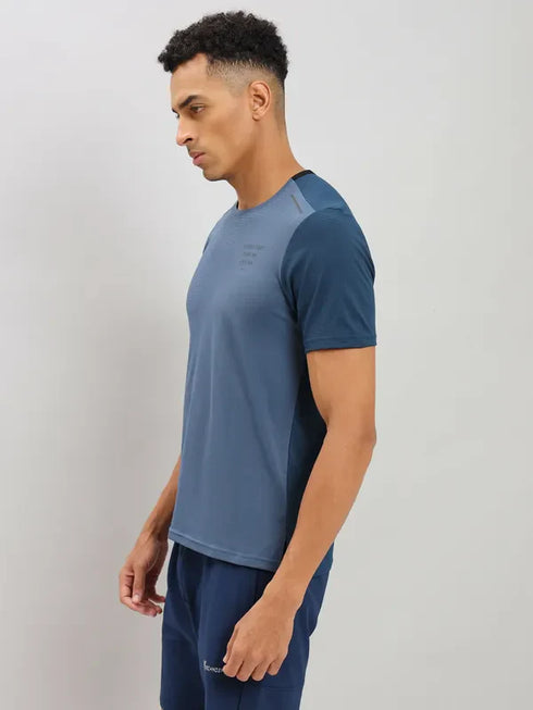 Men Solid Slim Fit Crew Neck T-shirt with ELASTO PLUS