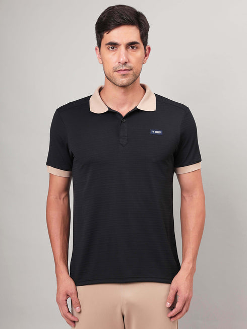 Men Solid Slim Fit Polo Sports T-shirt with MATPIQ
