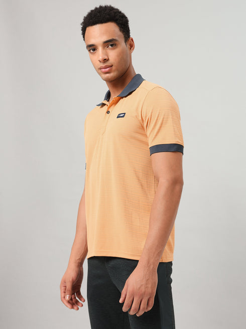 Men Solid Slim Fit Polo Sports T-shirt with MATPIQ