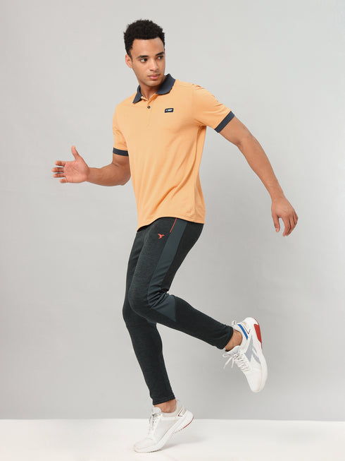 Men Solid Slim Fit Polo Sports T-shirt with MATPIQ