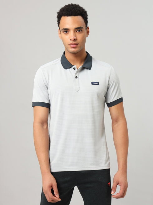 Men Solid Slim Fit Polo Sports T-shirt with MATPIQ