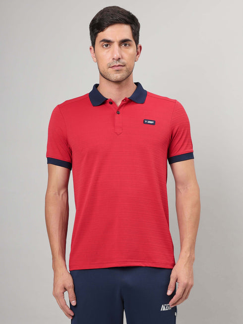Men Solid Slim Fit Polo Sports T-shirt with MATPIQ