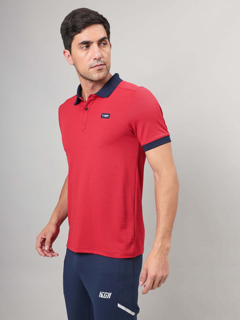 Men Solid Slim Fit Polo Sports T-shirt with MATPIQ