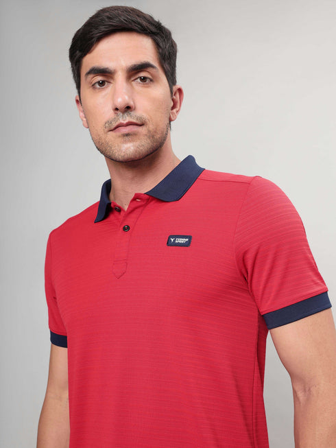 Men Solid Slim Fit Polo Sports T-shirt with MATPIQ
