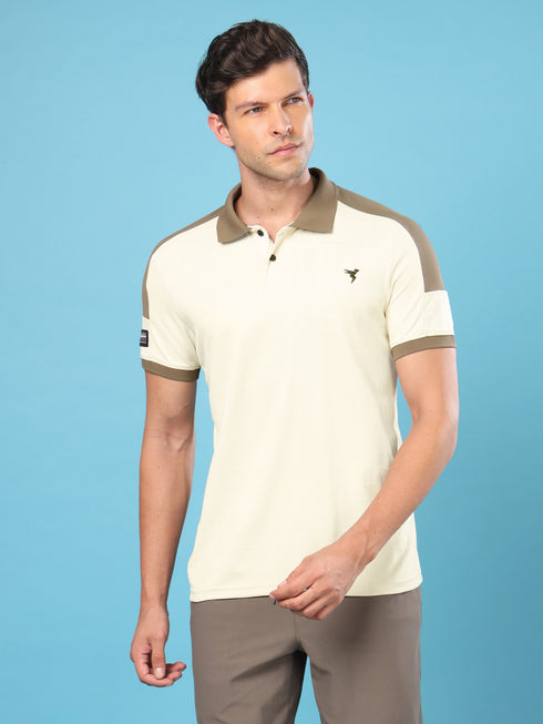 Men Colorblock Slim Fit Polo Sports T-shirt with DOUBLE COOL