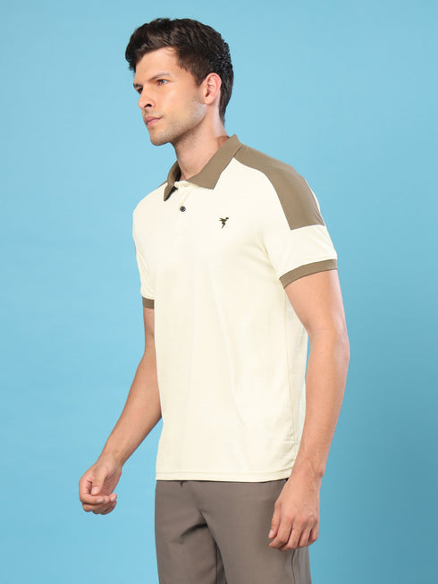Men Colorblock Slim Fit Polo Sports T-shirt with DOUBLE COOL