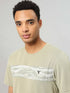 Men Printed Slim Fit Crew Neck T-shirt with TECHNO COOL+