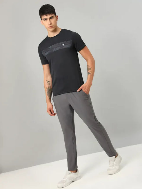 Men Printed Slim Fit Crew Neck T-shirt with TECHNO COOL+