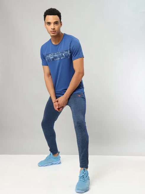 Men Printed Slim Fit Crew Neck T-shirt with TECHNO COOL+