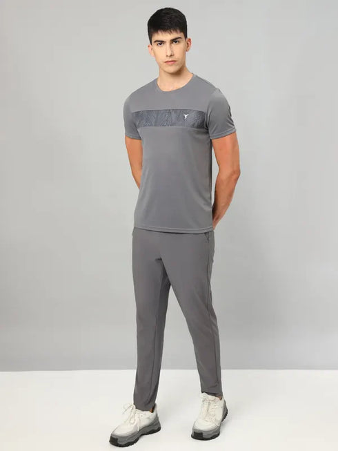 Men Printed Slim Fit Crew Neck T-shirt with TECHNO COOL+