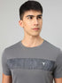 Men Printed Slim Fit Crew Neck T-shirt with TECHNO COOL+