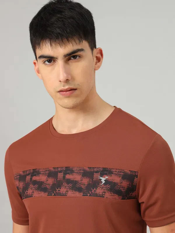 Men Printed Slim Fit Crew Neck T-shirt with TECHNO COOL+