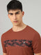 Men Printed Slim Fit Crew Neck T-shirt with TECHNO COOL+