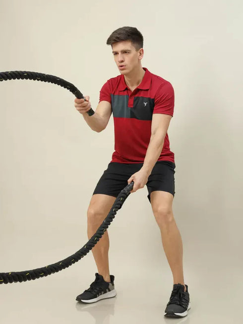 Men Colorblock Slim Fit Polo T-shirt with TECHNO COOL+