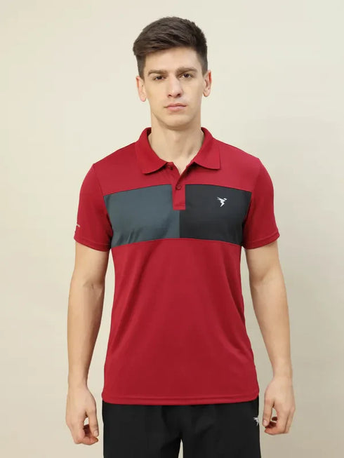 Men Colorblock Slim Fit Polo T-shirt with TECHNO COOL+