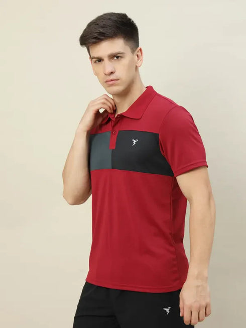 Men Colorblock Slim Fit Polo T-shirt with TECHNO COOL+