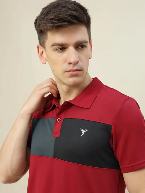 Men Colorblock Slim Fit Polo T-shirt with TECHNO COOL+