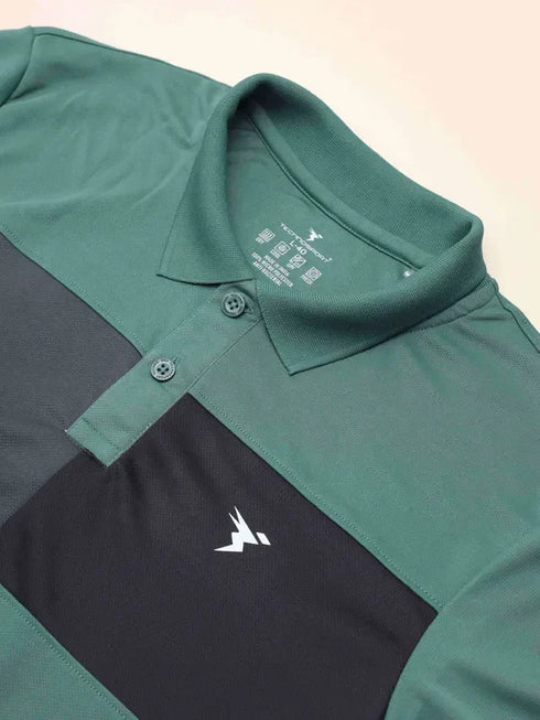 Men Colorblock Slim Fit Polo T-shirt with TECHNO COOL+