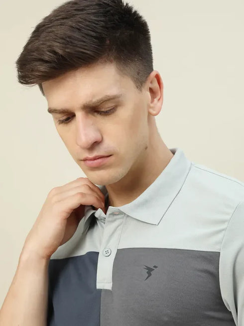 Men Colorblock Slim Fit Polo T-shirt with TECHNO COOL+