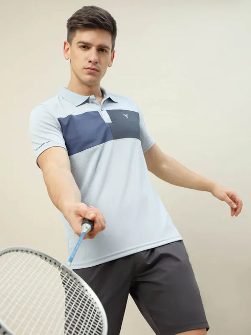 Men Colorblock Slim Fit Polo T-shirt with TECHNO COOL+