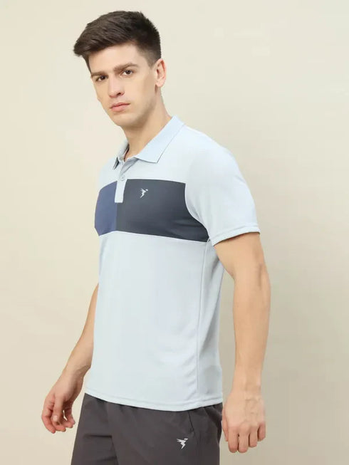 Men Colorblock Slim Fit Polo T-shirt with TECHNO COOL+