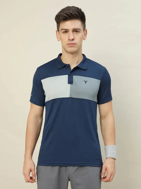 Men Colorblock Slim Fit Polo T-shirt with TECHNO COOL+