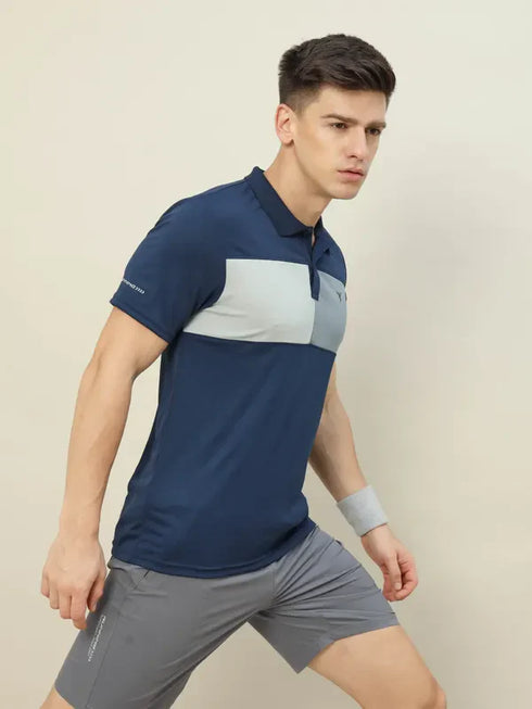 Men Colorblock Slim Fit Polo T-shirt with TECHNO COOL+