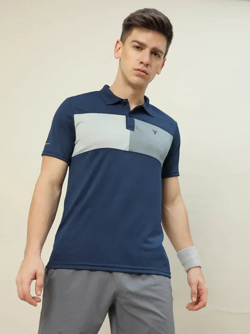 Men Colorblock Slim Fit Polo T-shirt with TECHNO COOL+