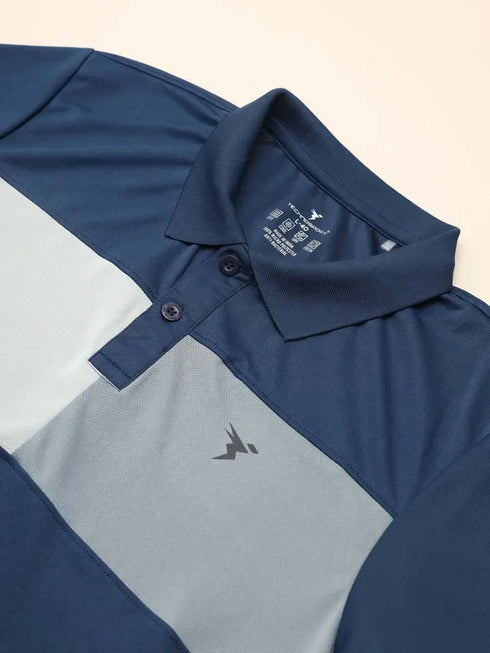 Men Colorblock Slim Fit Polo T-shirt with TECHNO COOL+