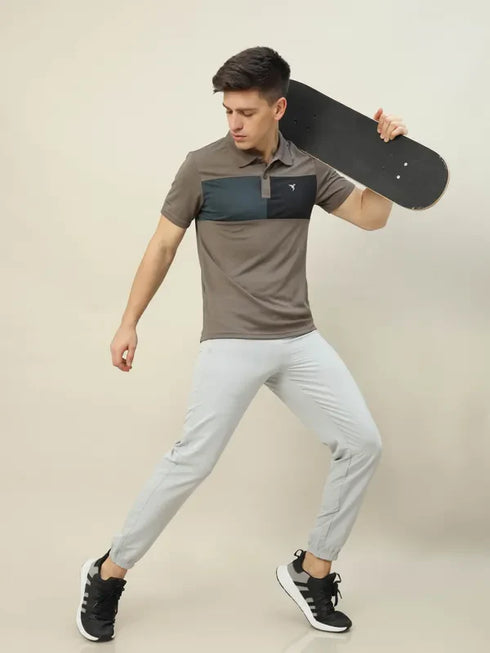 Men Colorblock Slim Fit Polo T-shirt with TECHNO COOL+