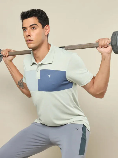 Men Colorblock Slim Fit Polo T-shirt with TECHNO COOL+