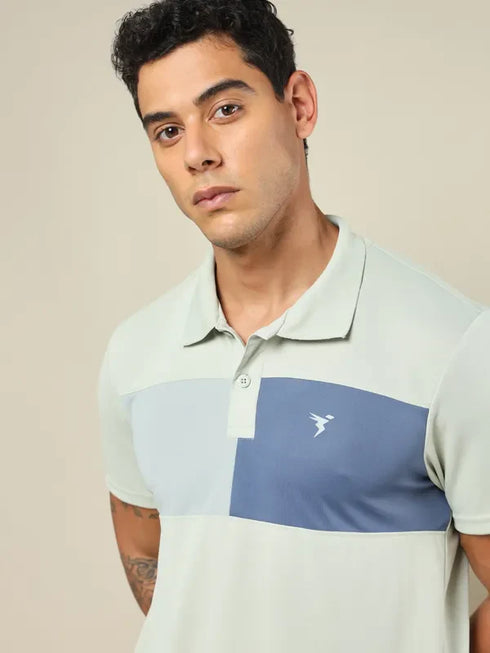Men Colorblock Slim Fit Polo T-shirt with TECHNO COOL+