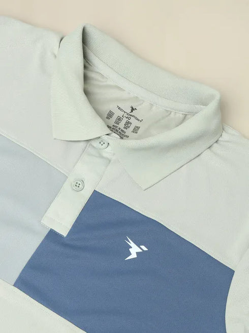 Men Colorblock Slim Fit Polo T-shirt with TECHNO COOL+
