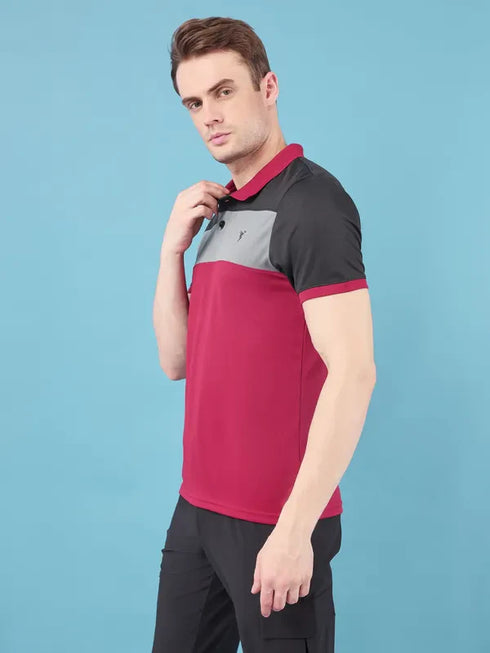Men Colorblock Slim Fit Polo T-shirt with TECHNO COOL+