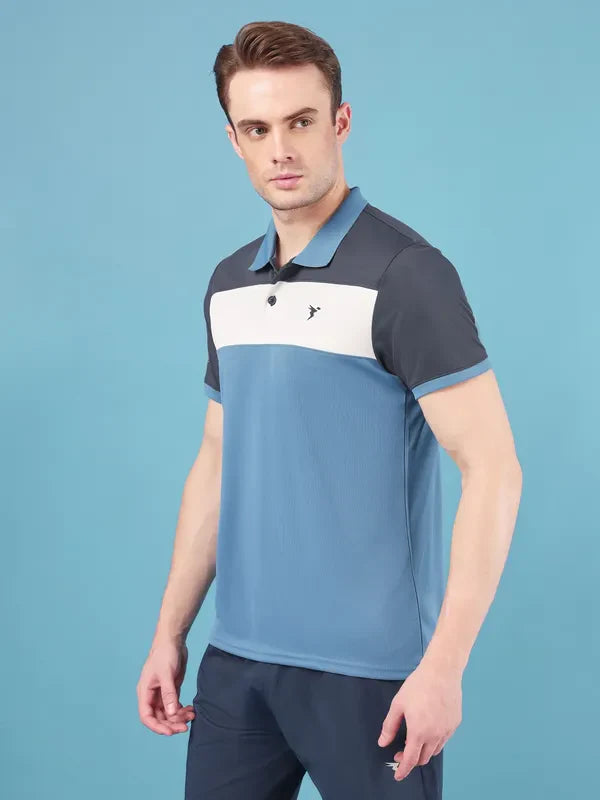 Men Colorblock Slim Fit Polo T-shirt with TECHNO COOL+