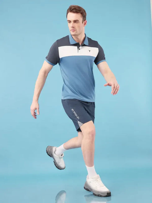Men Colorblock Slim Fit Polo T-shirt with TECHNO COOL+