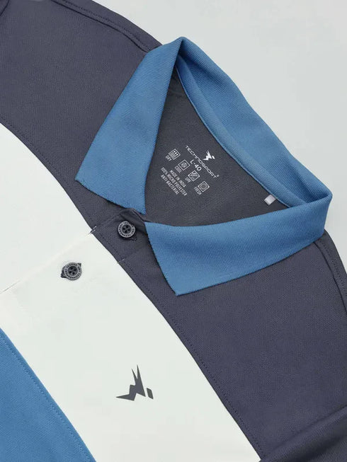 Men Colorblock Slim Fit Polo T-shirt with TECHNO COOL+