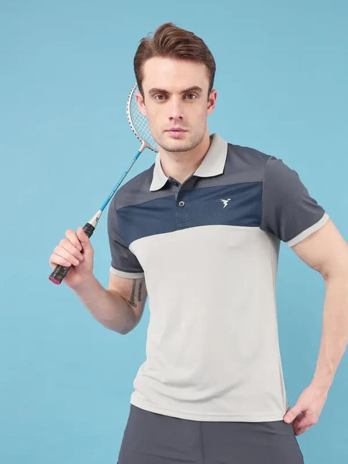 Men Colorblock Slim Fit Polo T-shirt with TECHNO COOL+